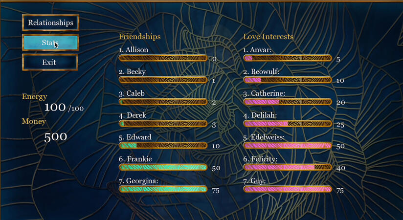 Visual novel affinity screen sample