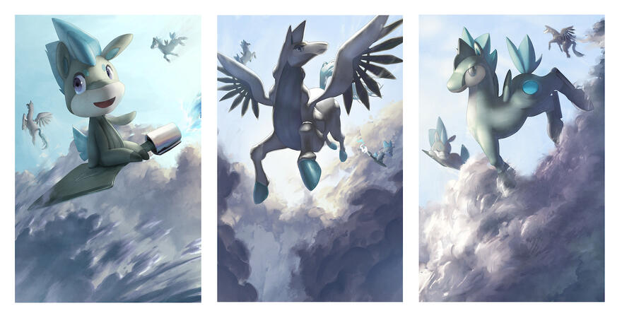 Pegasus creature card illustrations